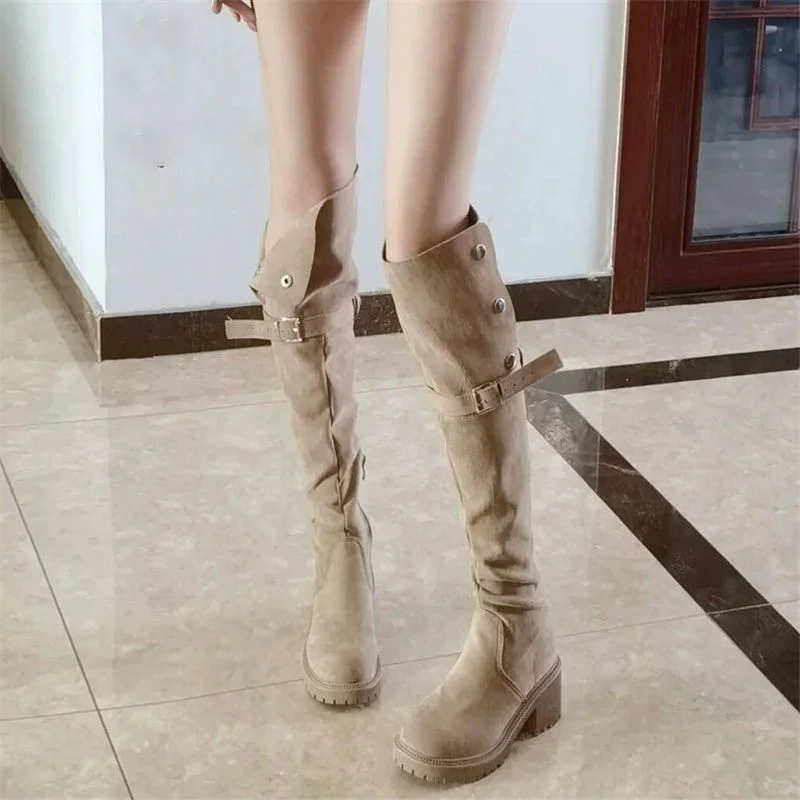 Fashion Boots Women's High Boots French Retro Black Thick Soled Boots Height Increasing New Loli Girl