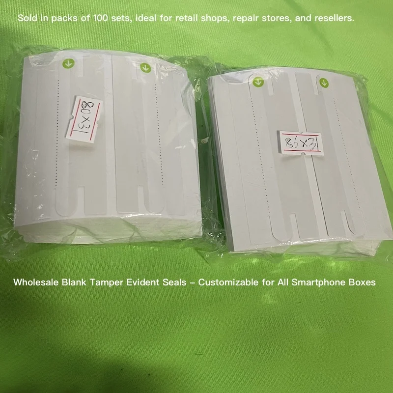 Wholesale 100 Sets Blank Unprinted Tamper Evident Seal Stickers All Smartphone Box Anti-Counterfeit Void Labels Retail & Repair