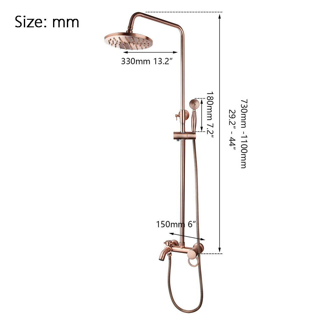 Antique Copper Bathroom Shower Faucet Set Wall Mounted 3 Function Brass Rainfall Shower System with Handheld Spray Mixer Tap
