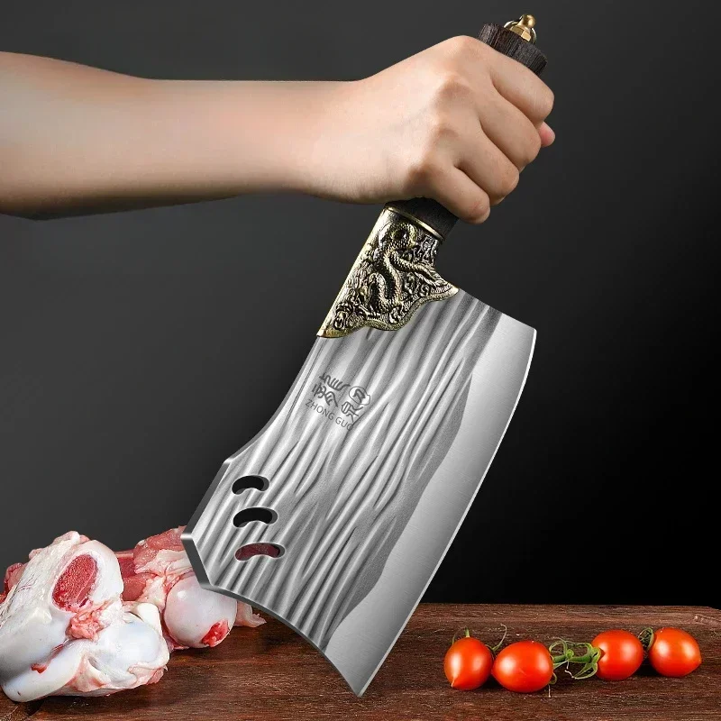 

Thickened bone chopping knife, dragon carved handle, thickened and weighted, specialized for chopping bones