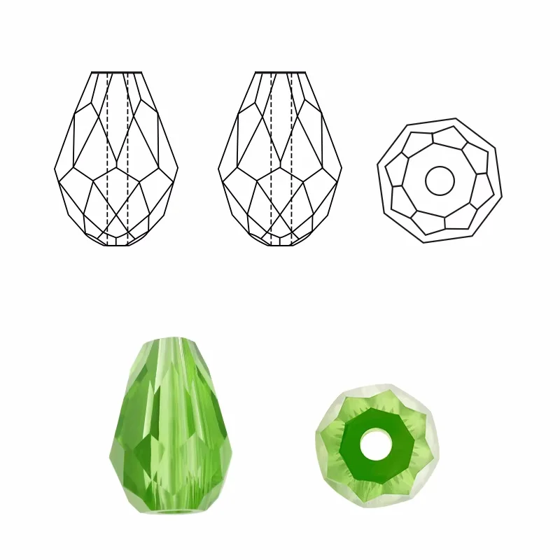 Faceted Teardrop Glass Beads 39 Colors Clear Waterdrop Crystal Beads Center Drilled Drop Spacer Beads for DIY Craft Jewelry view 4