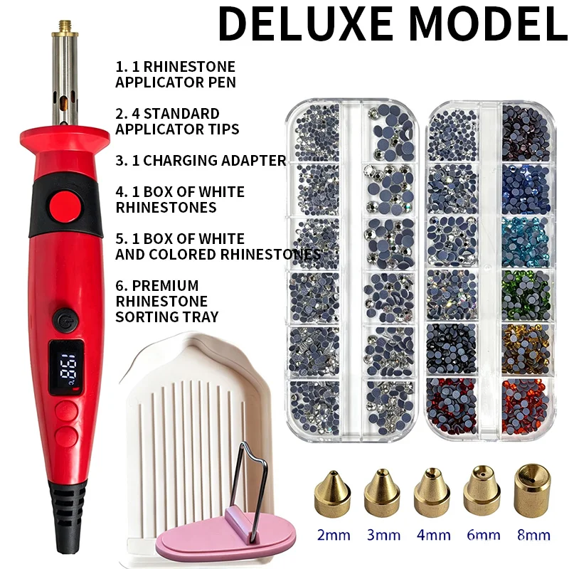 New Vacuum Self-Priming Rhinestone Ironing Machine with Temperature Display, Ironing Rod, Heat-Setting Tool Gun, Assorted Sizes