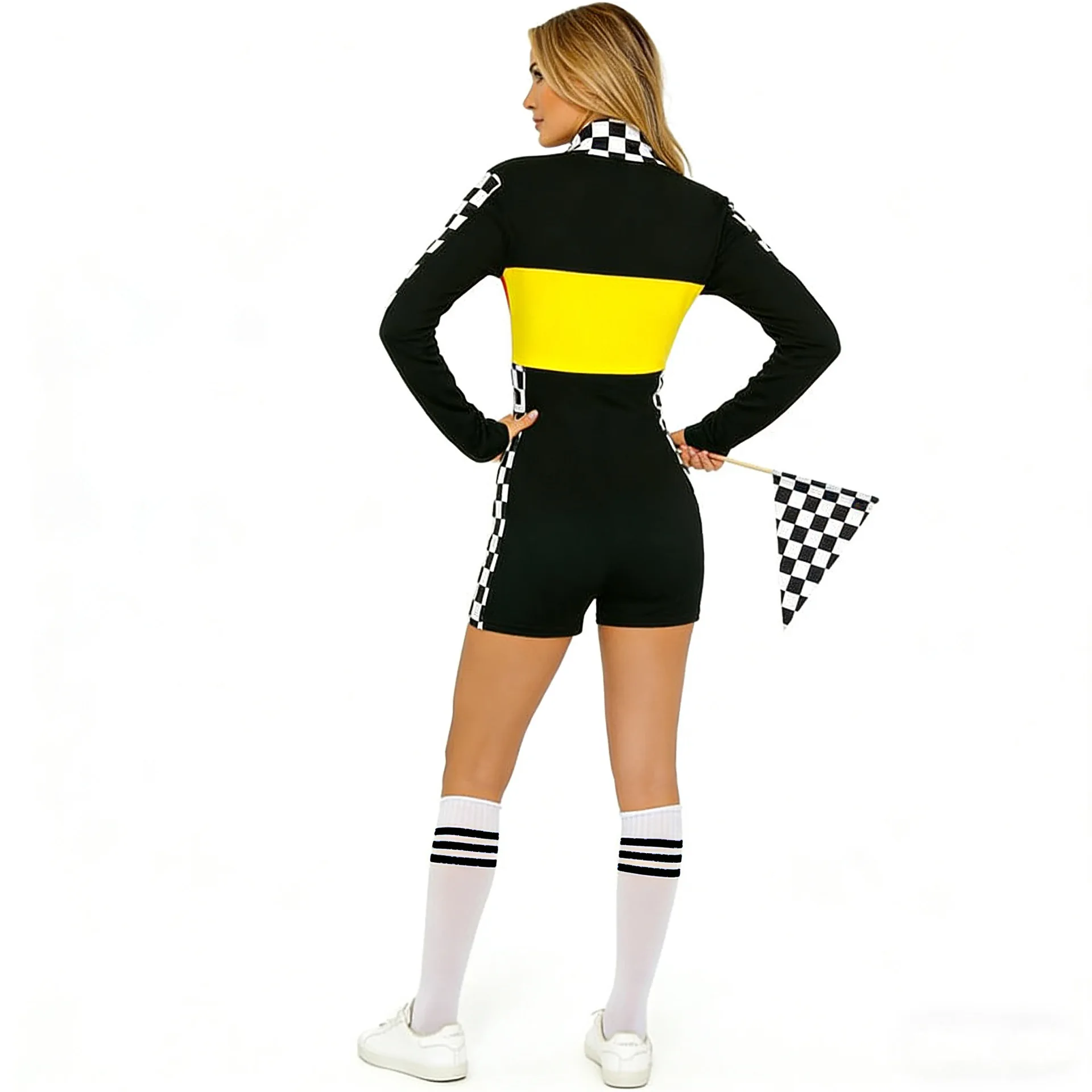Damen Racer Cosplay Kostüm Mode Sexy Racing Queen Cosplay Uniform Anzug Einteiliger Trainings-Rennanzug Halloween-Kostüm – Detail 12