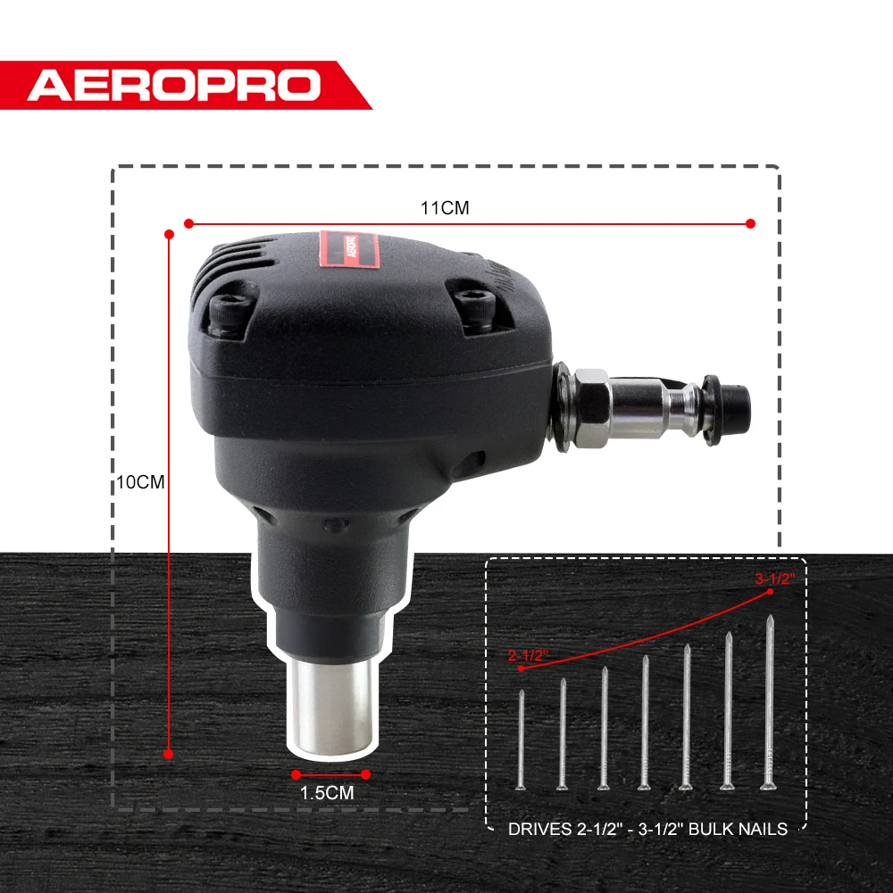 Aero pro-mini pistola pneumática, conector de metal, martelo, viga