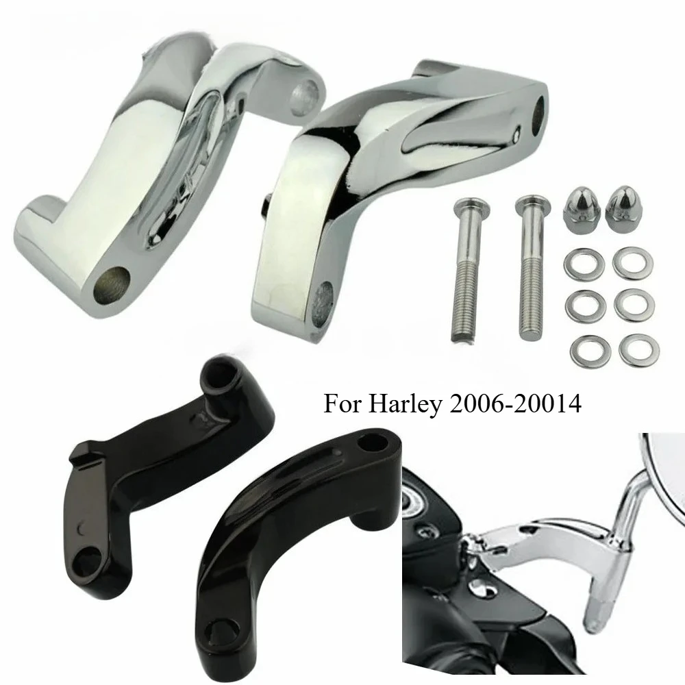 

Black Chrome Motorcycle Mirror Riser Relocation Extension Adapter Adaptor Kit Mirror Relocation Adapters For Harley 2006-20014