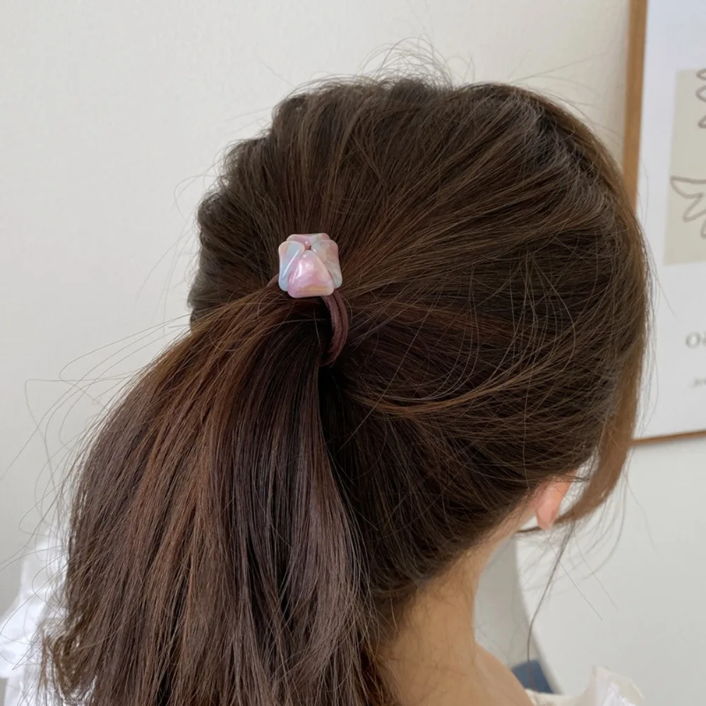 

Acrylic Tulip Flower Hair Rope for Women Fashion Simple High Ponytail Elastic Acetate Hair Rope Hairbands Hair Accessories