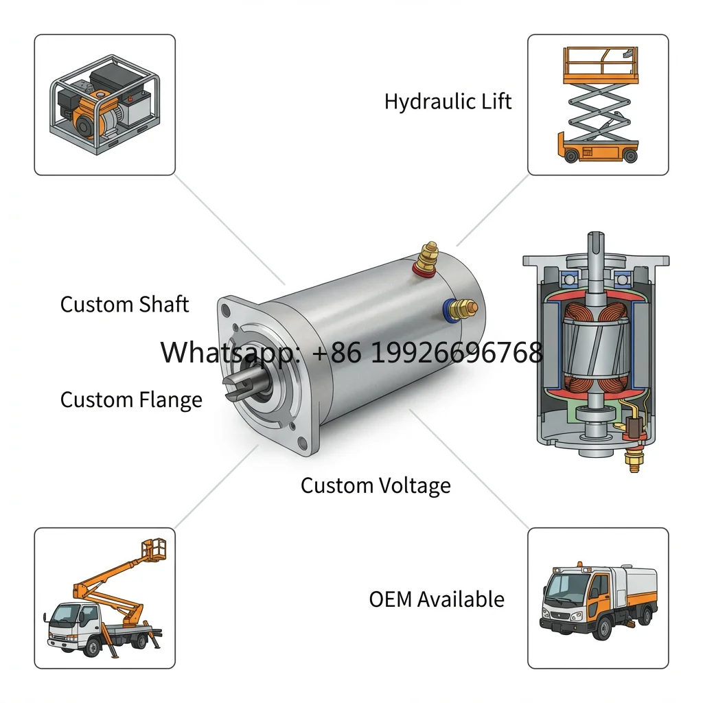 

High Quality Waterproof Rating Ip43 Lift Truck Oil Pump Motor 12V 48V 60V 72V DC Motor