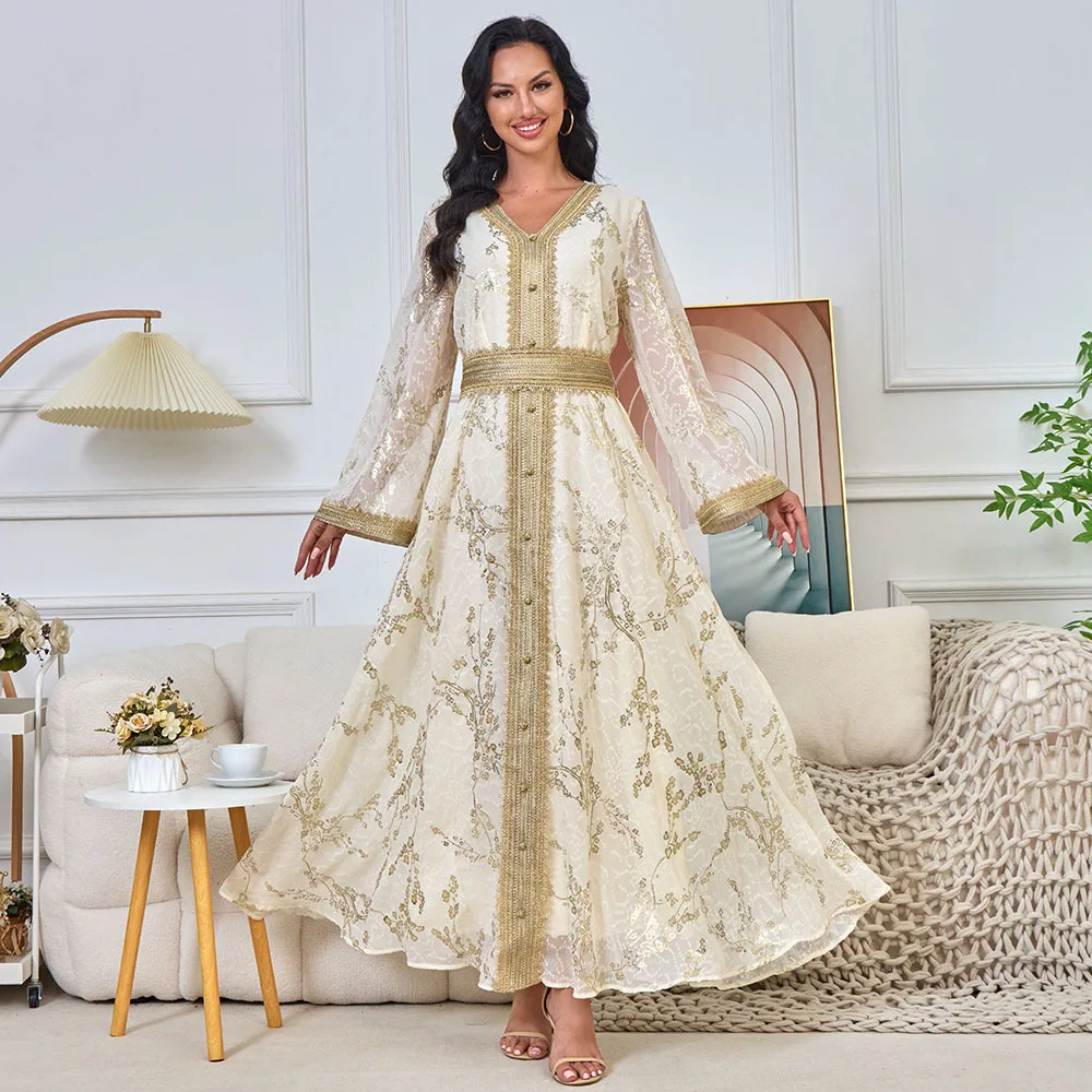 فستان صيفي أنيق مطبوع للنساء عباية دبي فستان أنيق للحفلات المسائية فستان إسلامي تركي مسلم للنساء رداء السهرة