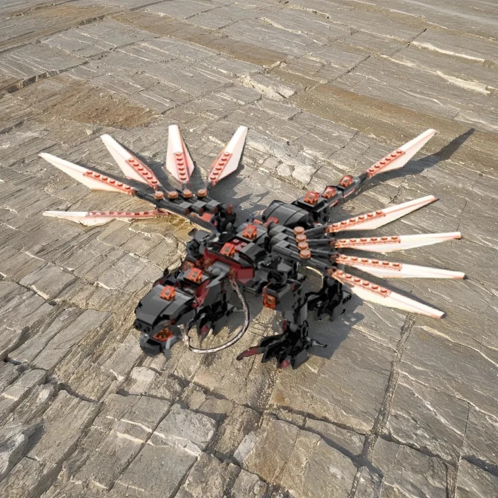 

318Pcs Fire Dragon Battle MOC with Scaled Dragon, Flame Effects & Armored Knights Education Building Blocks Gift