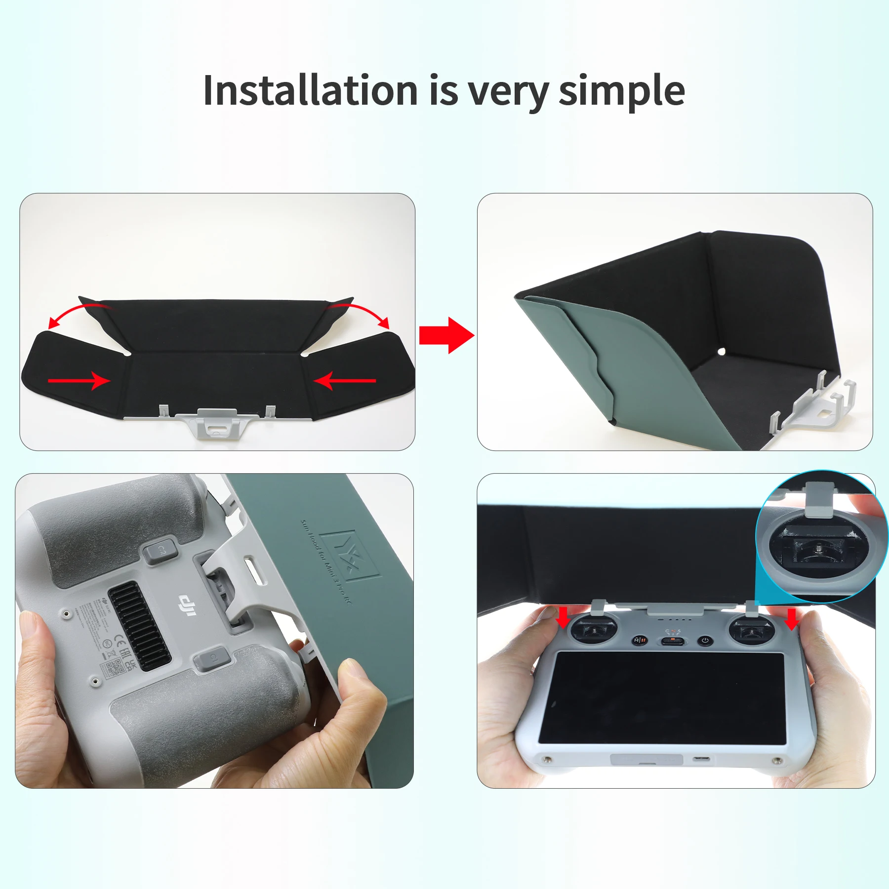 مناسبة لـ DJI RC مع غطاء تحكم عن بعد للشاشة لـ Mavic 3 Classic/Mini 3 Pro/Mini 3