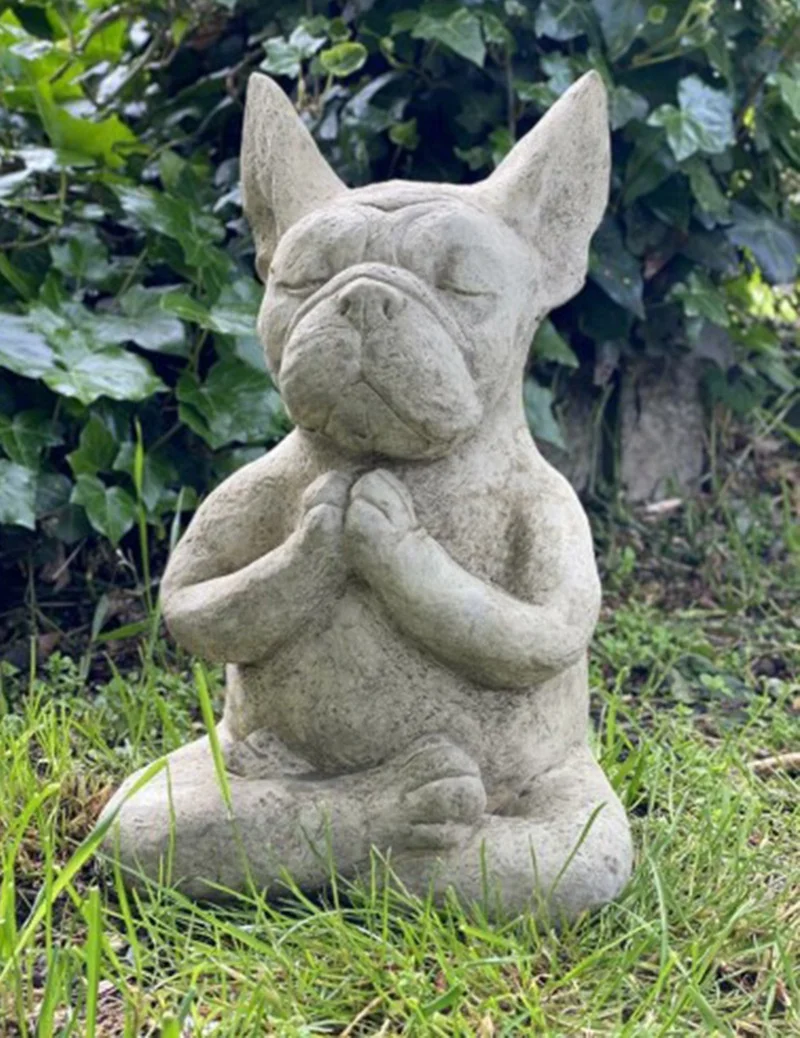 Estatua Bulldog Francés resina yoga meditación zen decoración jardín - imagen 4