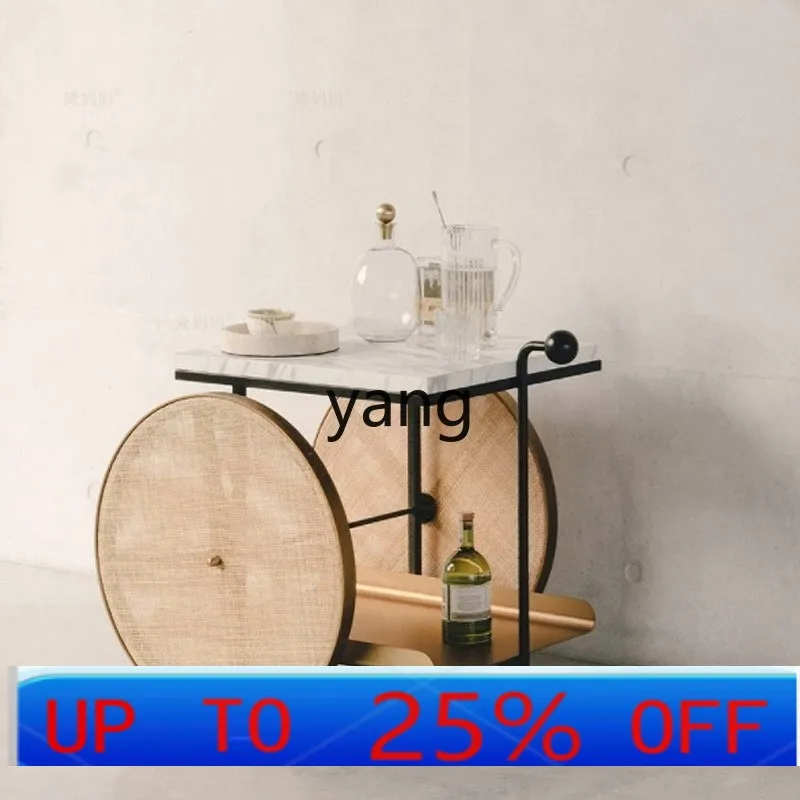 

Lh simple wrought iron edge few movable cart rattan rack two-layer metal model room display rack