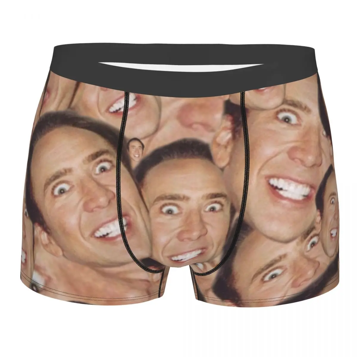 Custom Nicolas Cage Face Collage Design Boxer Shorts For Men 3D Print Funny Meme Underwear Panties Briefs Soft Underpants