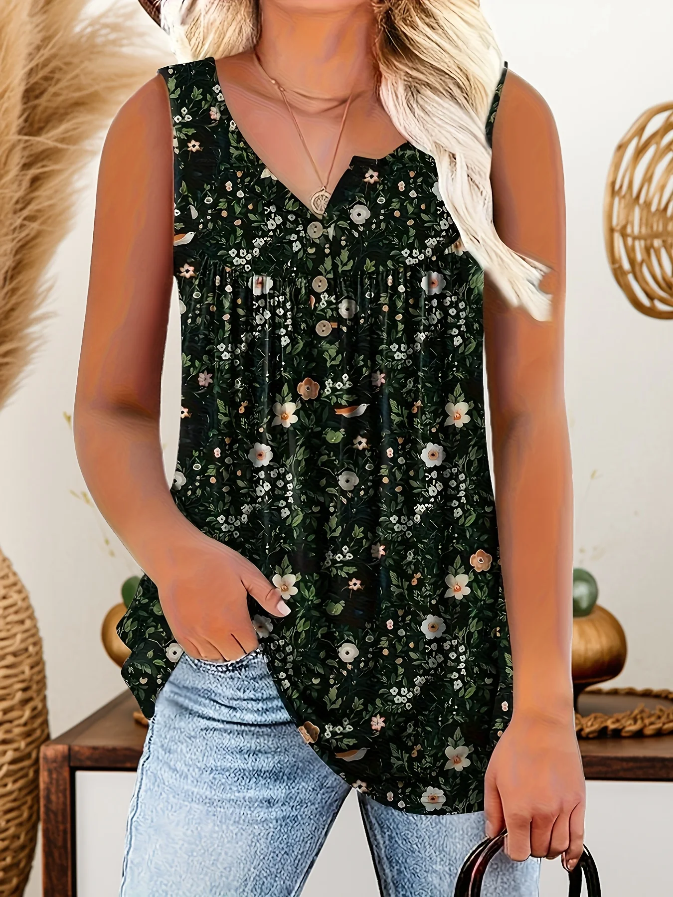 

Элегантный жилет больших размеров с принтом, летний повседневный стиль отпуска, одежда больших размеров