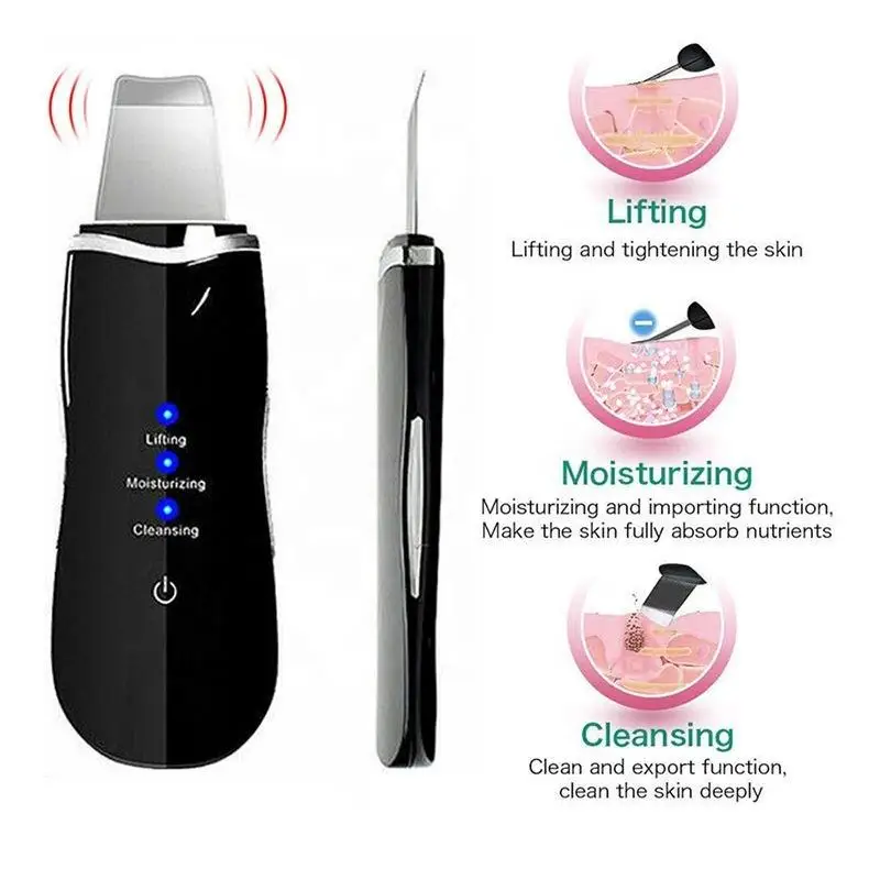 Portable Dead Skin Blackhead Remove Lon Ultrasound Facial Spatula Face Peeling Skin Scrubber Ultrasonic