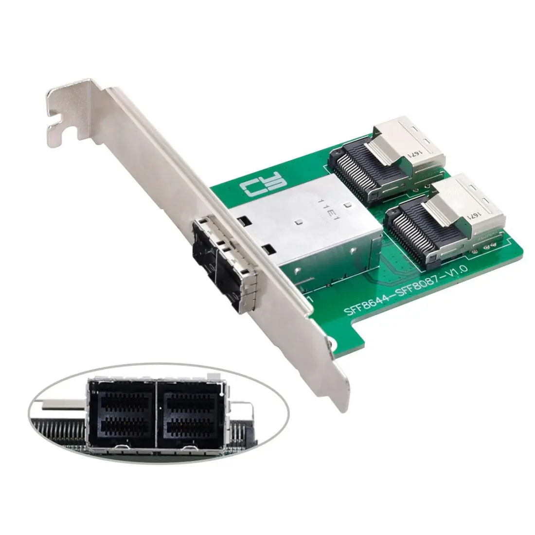 

Xiwai SFF-8644 Mini SAS HD Dual Ports to Internal Mini SAS SFF-8087 PCBA Female Adapter With Low Profile Bracket