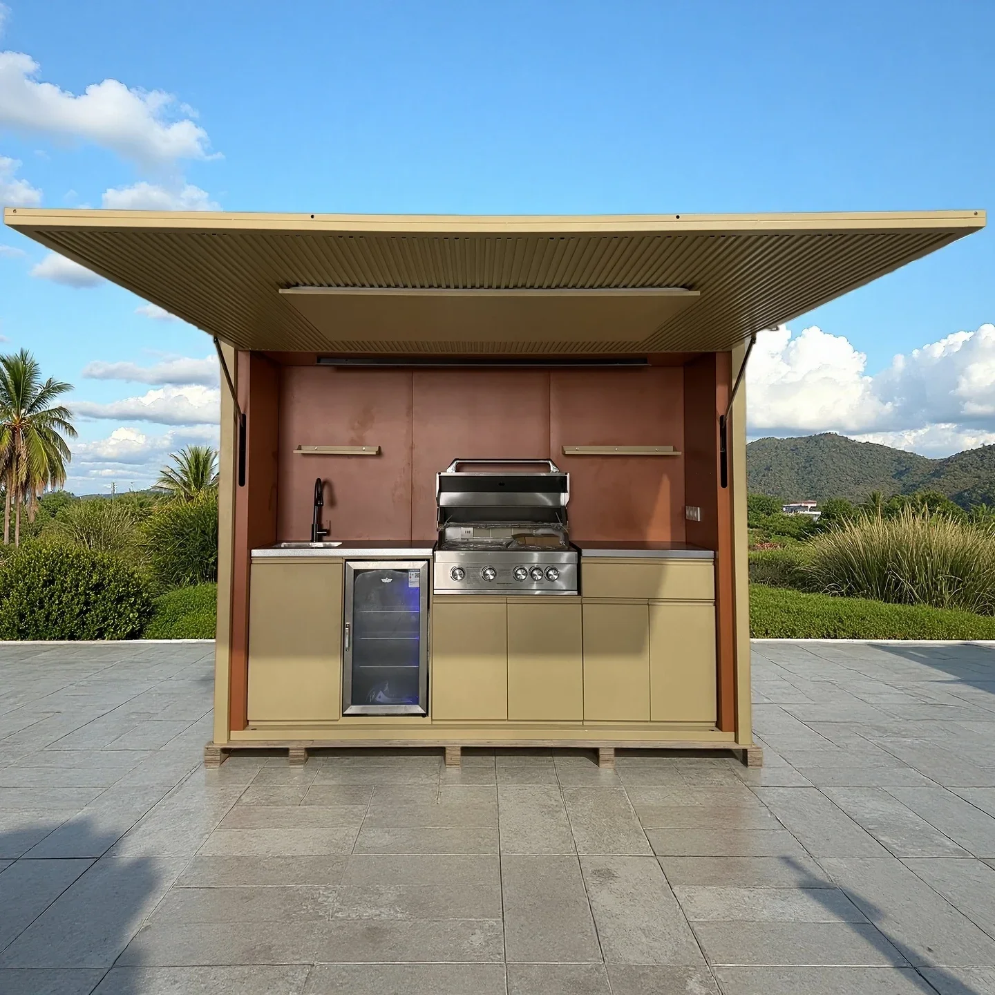 Freestanding Outdoor Kitchen with Grill and Storage No Installation Required Modular Kitchen Customized Weatherproof Patio