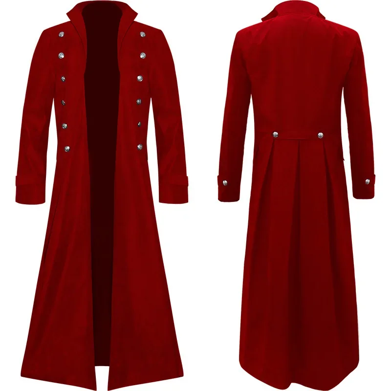 Medieval Renaissance Men Long Coat Trench Cosplay Costume Middle Ages Retro Court Nobles Clothes