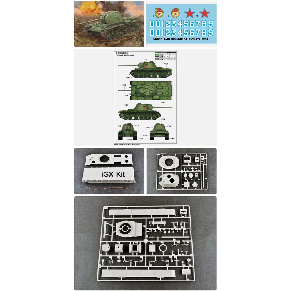 

Trumpeter 09544 1/35 Scale Russian KV3 Kv-3 Heavy Tank Vehicle Military Craft Assembly Plastic Gift Toy Model Building Kit