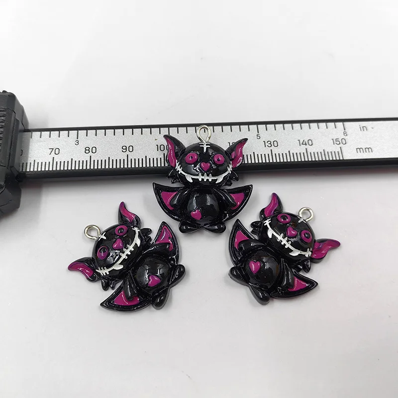10pcs European Halloween Monster Bat Charms Resin Pendant Flatback For Earring Keychain Bracelet DIY Jewelry Making Findings