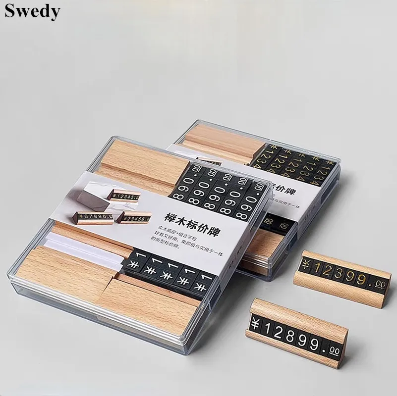 10 Sets Mini Price Label Card Sign Holder Stand Jewelry Watch Small Wood Adjustable Price Cube Tags