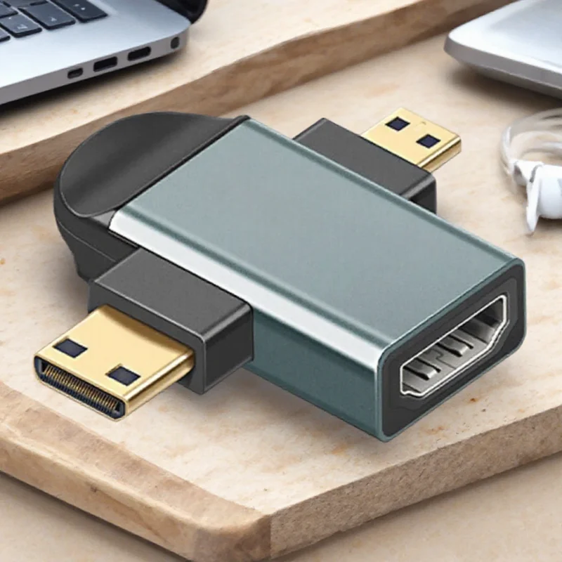 4K 60 هرتز سبائك الألومنيوم HD محول 2 في 1 المحمولة مايكرو وصغير إلى HDMI محول ل كاميرا الكمبيوتر المحمول العارض الهاتف HDTV #1