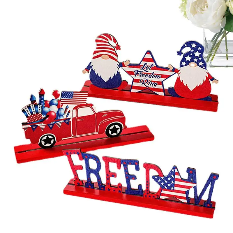 

Fourth Of July Table Decoration Patriotic Table Centerpiece Sign Wooden Independence Day Gift Memorial Day Decorative Signs