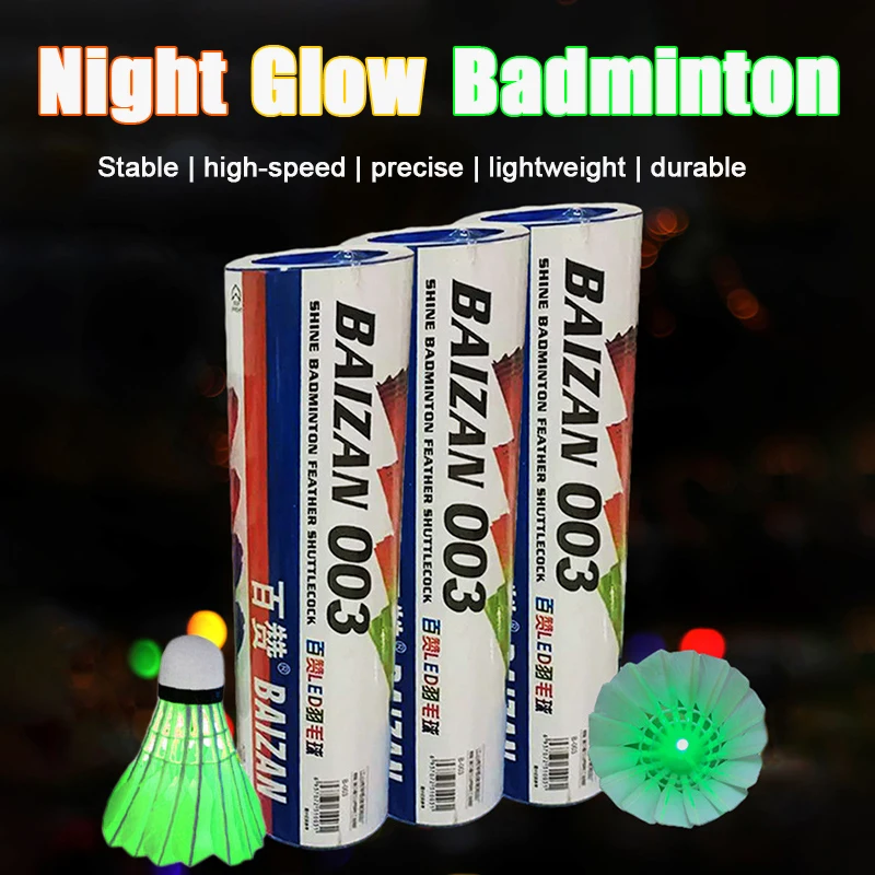 4PCS Luminous LED Badminton Balls Flashing Bright Color Badminton Balls Durable Goose Feather Balls