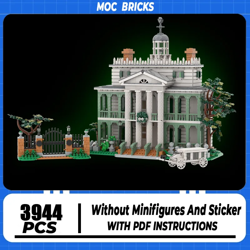 

City Street View Model Moc Building Blocks The Haunted Mansion Model Technology Bricks DIY Assembly Construstion Toys Gifts
