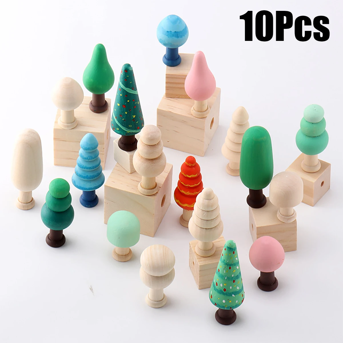 

10 неокрашенных деревьев для самостоятельного творчества, елки из натурального дерева, белые деревья для росписи, деревья-грибы, украшения для елок, подарки к началу учебного года, подарки на день рождения