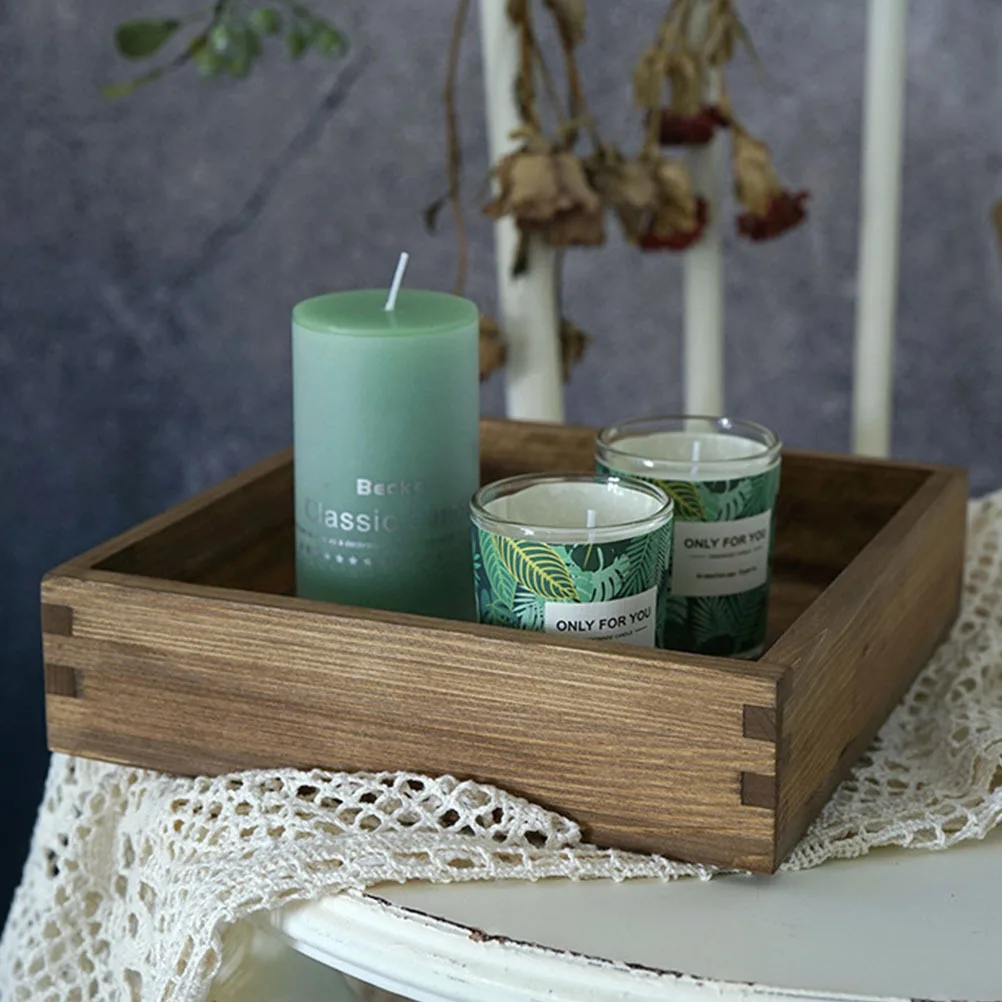 

1Pcs Mortise Tenon Storage Tray Light Coffee Eco-Friendly Natural Wood Material Retro Design Multi-Function Desktop Food Serving