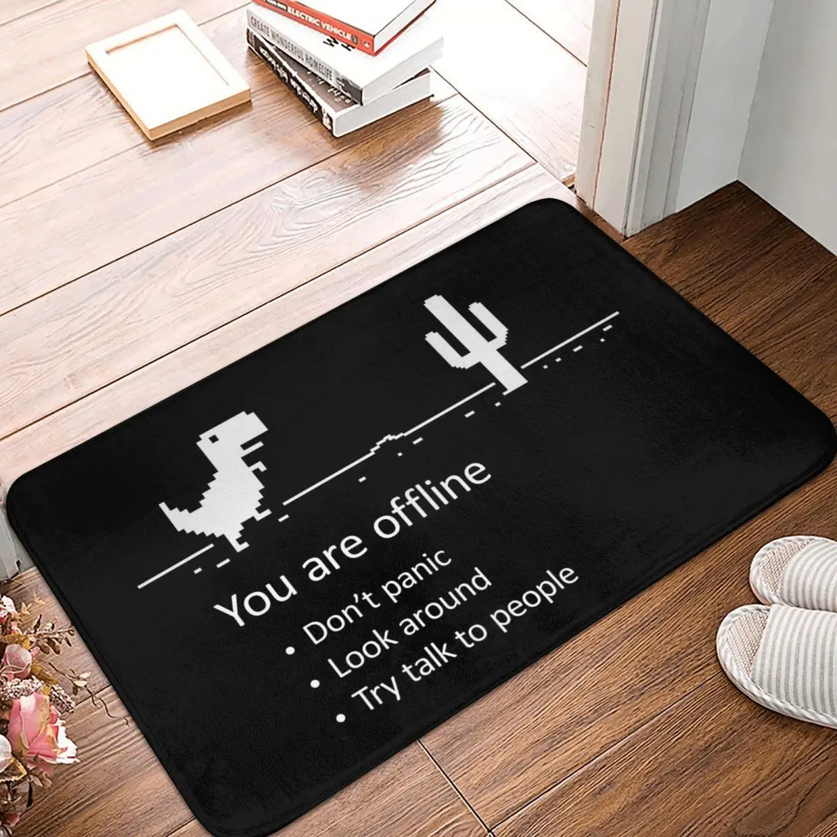 You Are Offline Low Resolution Pixel Dinosaur Screen T-Rex Dino Non-slip Doormat Floor Mat Carpet Rug for Kitchen Footpad Mats