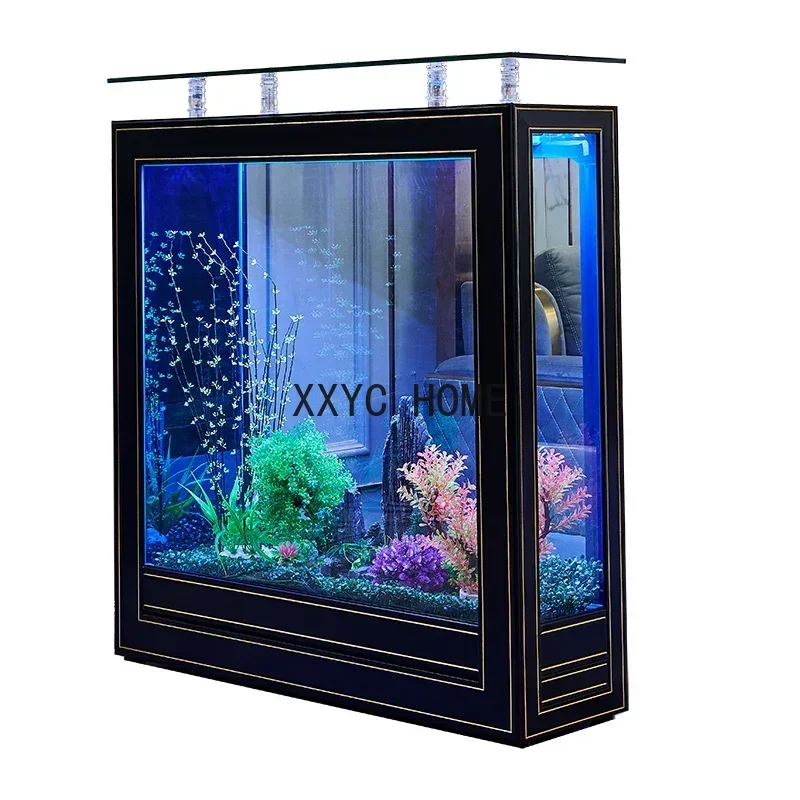 

Light Luxury and Simplicity Fish Tank Living Room Home Large Medium Floor Glass Aquarium Subareas Screens