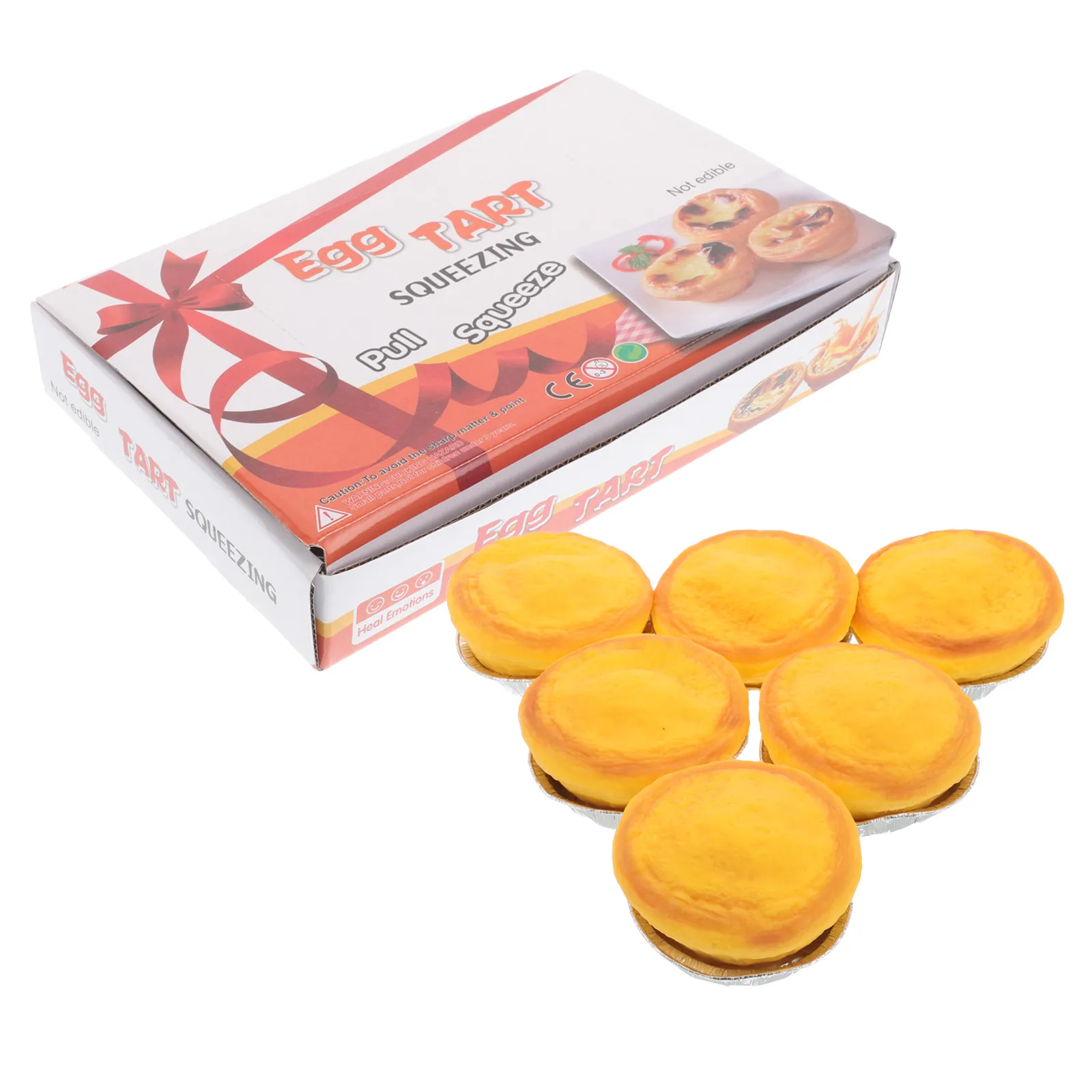 

6Pcs Egg Tart Squishy Sensory Fidget Plaything Realistic Food Simulation Squeeze Bulk Kids Birthday Party Goodie Bag Stuffers