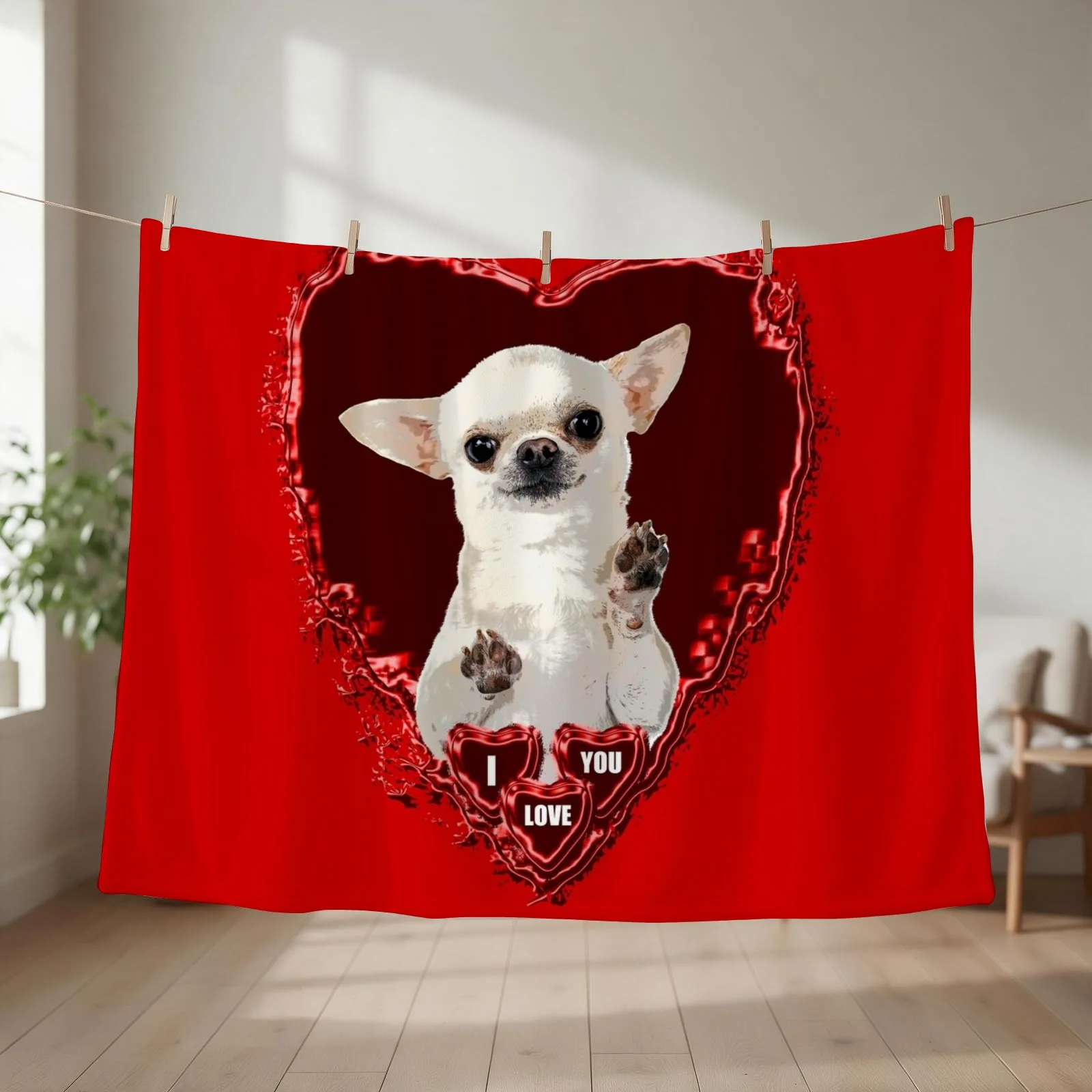 CHIHUAHUA ST VALENTIN DOG Throw Blanket Comforter christmas gifts Luxury St manga Blankets