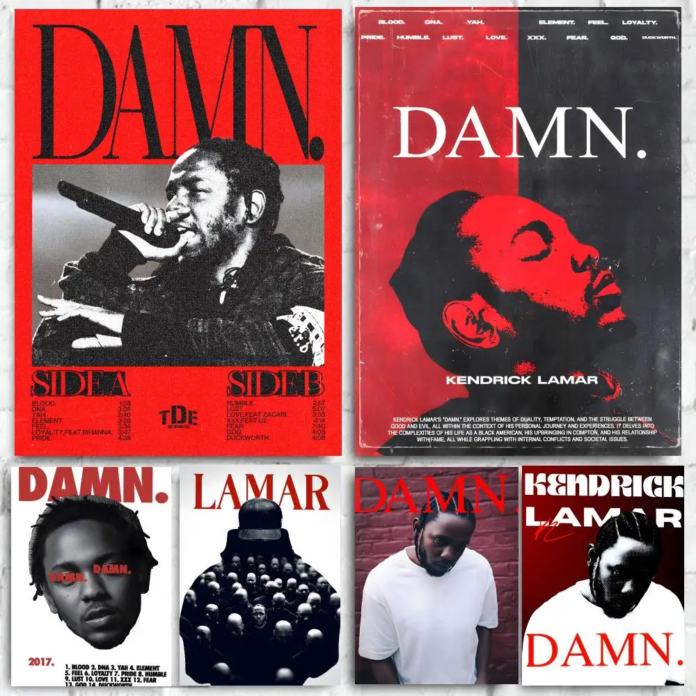 Rapper Kendrick Lamar Poster Self-adhesive Art Waterproof Paper Sticker Coffee House Bar Room Wall Decor