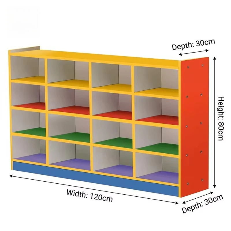 Montessori Kindergarten Furniture Set Colorful Kids Storage Cabinet Multi-Tier Toy Eco-Friendly Wooden Modular Shelf for School