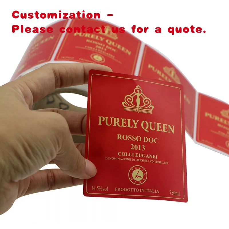 custom.Custom Printing Self Adhesive Embossed Metal Stickers Red Wine Perfume Bottle Printed Labels