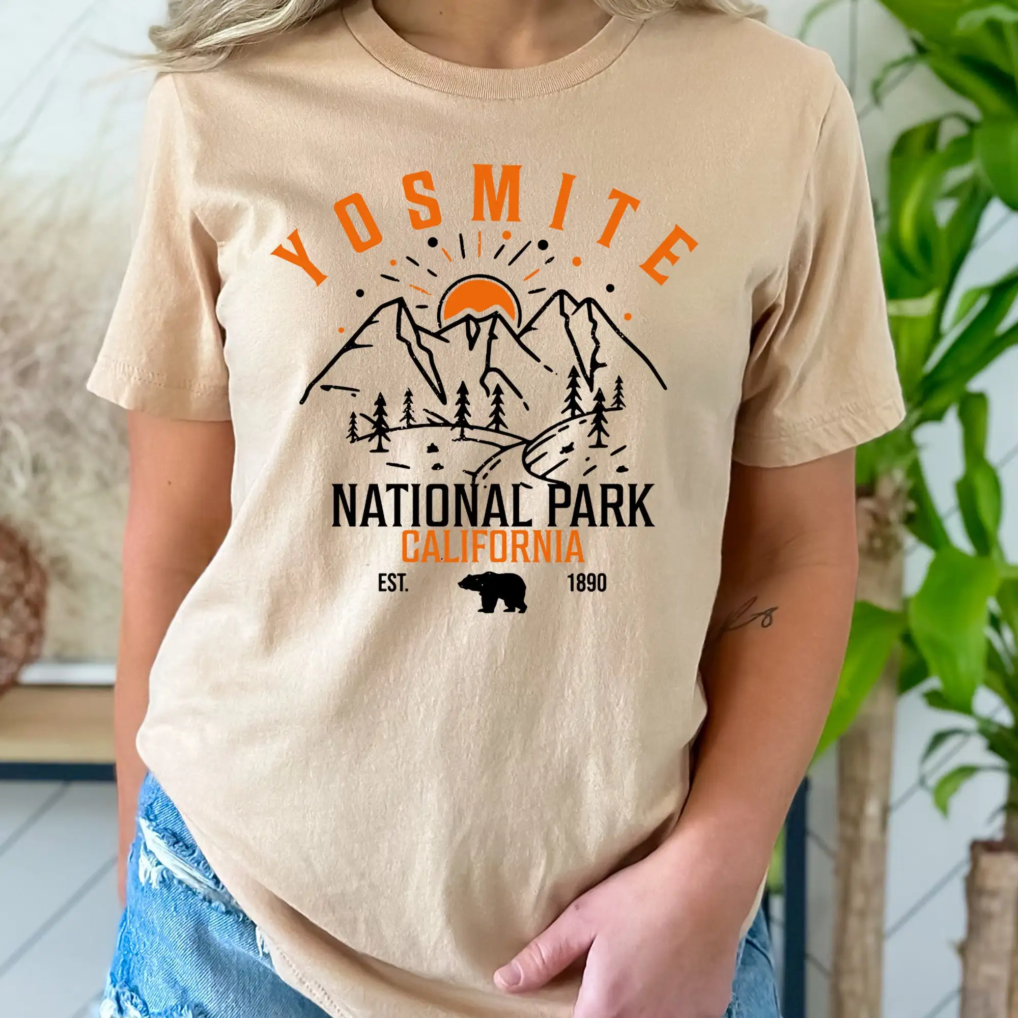 Yosemite Park T Shirt National Camping Souvenir Hiking