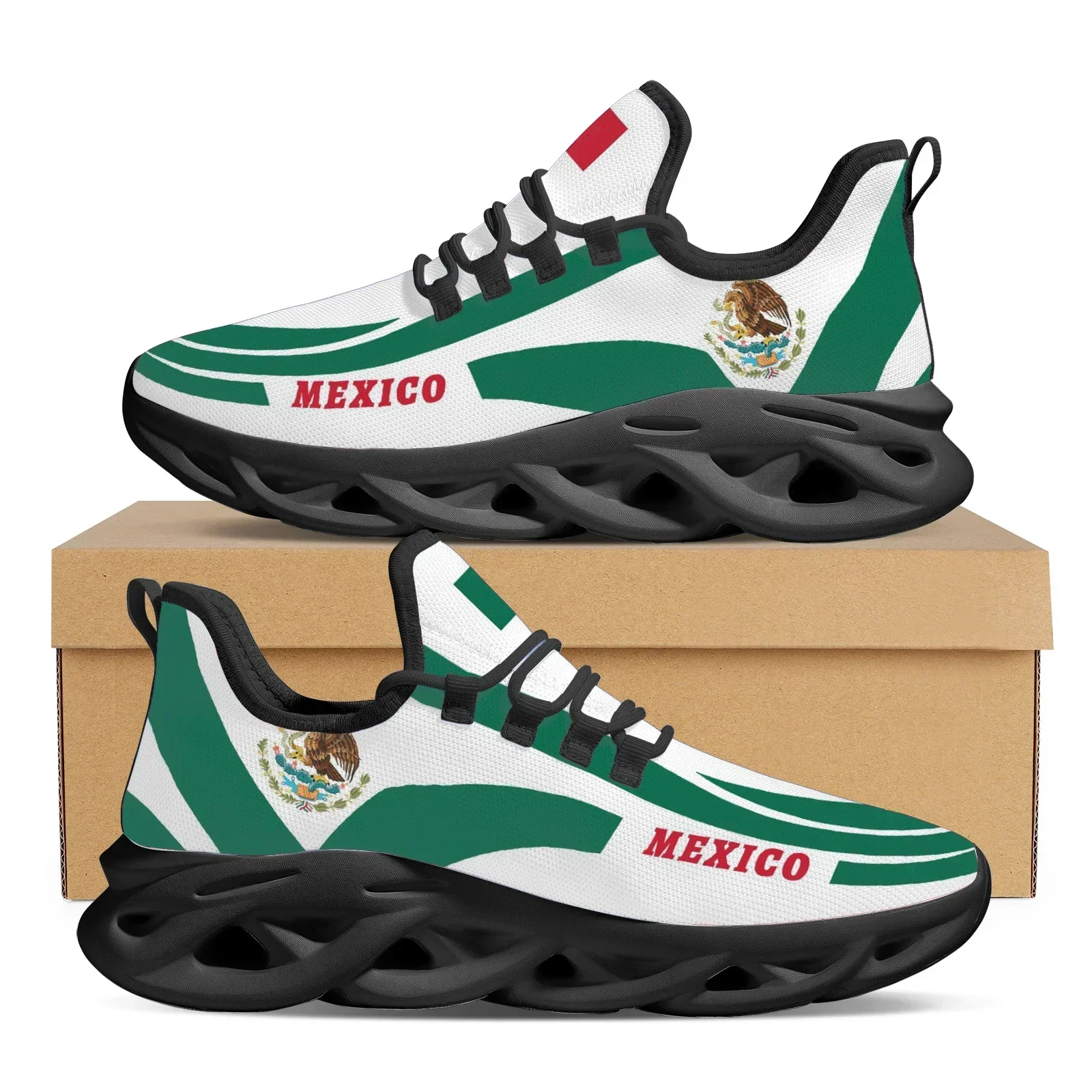 Mexico Flag Design Breathable Flat Shoes Eagle National Emblem Print Casual Sneakers Teen Outdoor Walking Vulcanized Shoes view 2