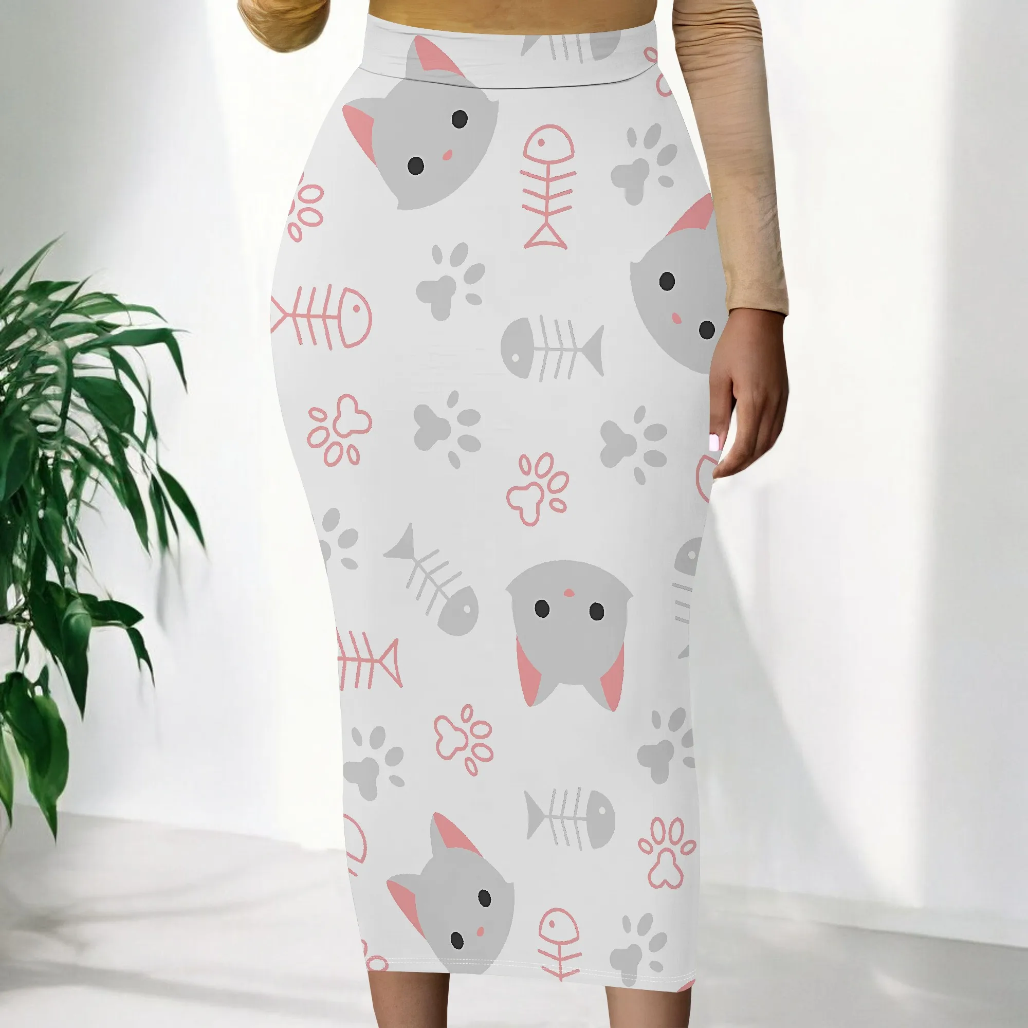

EQQZD Sexy Bodycon Midi Skirt For Women, Cute Cartoon Animal Print Pencil Skirt - Standard Size