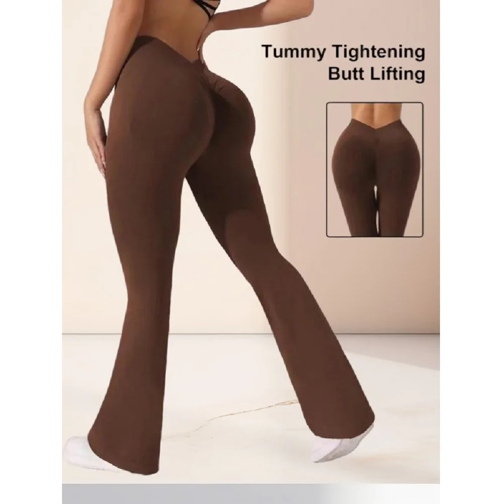 Flare Leggings V-shaped Hip Yoga Pants Women High Waist Wide Leg Pants Women Gym Fitness Sports Latin Dance Trousers