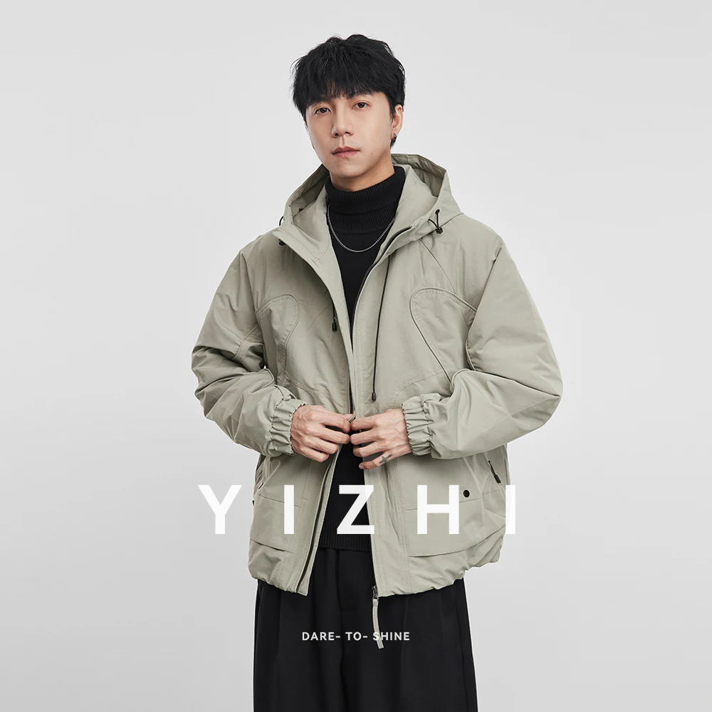 

Модная мужская хлопковая куртка с капюшоном, осень-зима 2024, новая рабочая куртка, крутая ветрозащитная куртка, мужское модное мужское пальто