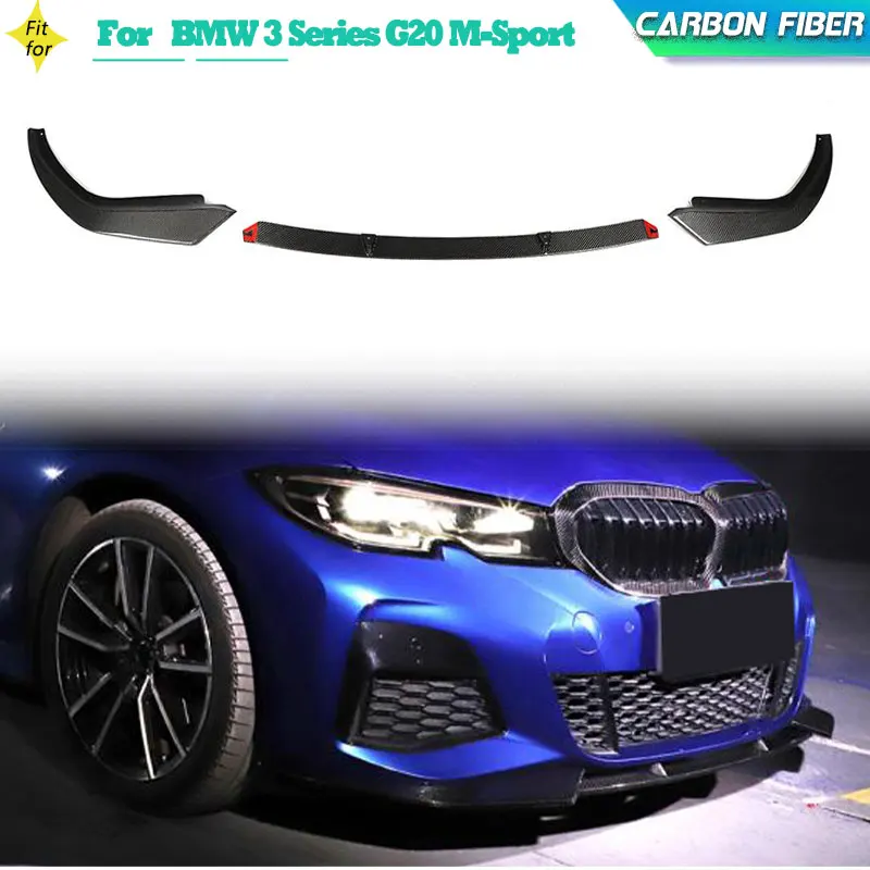 

Carbon Fiber Car Front Bumper Lip Spoiler for BMW 3 Series G20 M-Sport 2019-2022 Racing Front Bumper Lip Chin Apron Body Kits