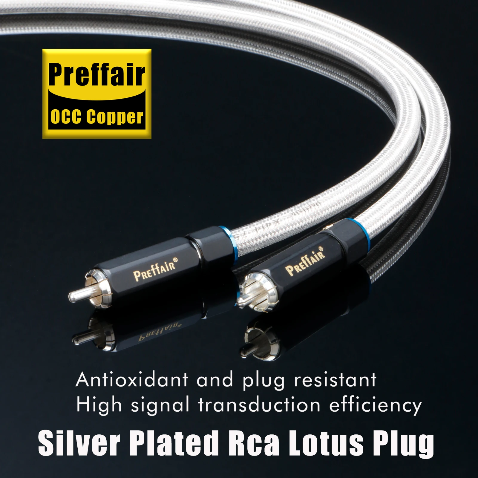 Preffair 75 Ohm digitales koaxiales Audio-RCA-Verbindungskabel mit vergoldetem RCA-Stecker und OCC versilbertem Leiter-X414R1719 – Detail 6