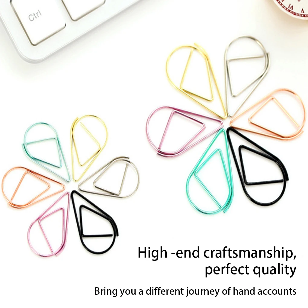 30 Pieces Paper Clip Water Drop Shape Simple Style Decorative Clamp