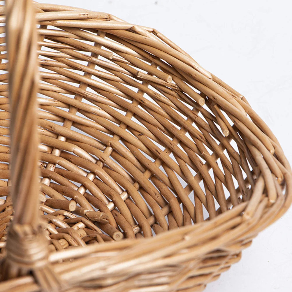 Wicker Picnic Basket Handle Empty Gift Basket Fill Open Top Market Harvest Baskets Garden Fruit Candy Wine Egg Gathering