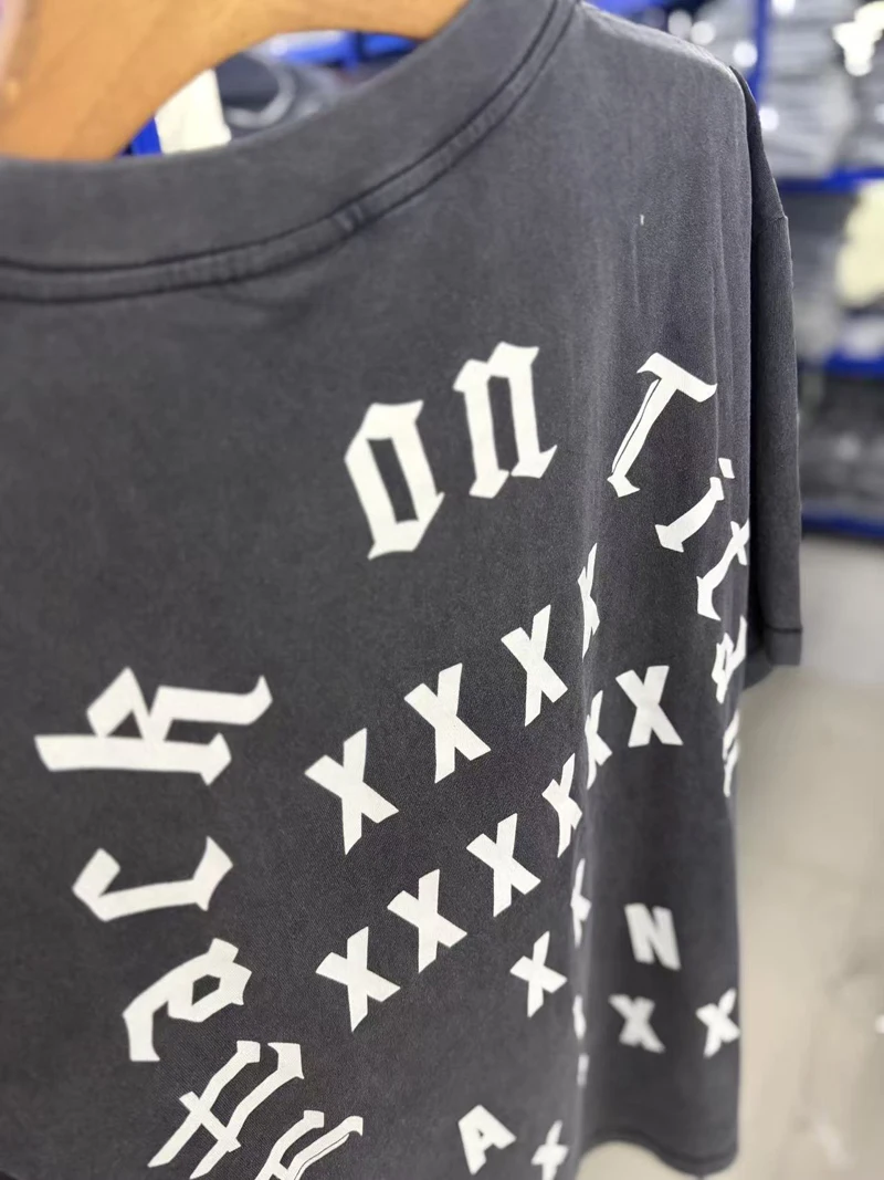 2026ss Vintage Splashed Ink Tshirts High Quality Loose Cotton Men Women Poster Print Tee with Tags Streetwear