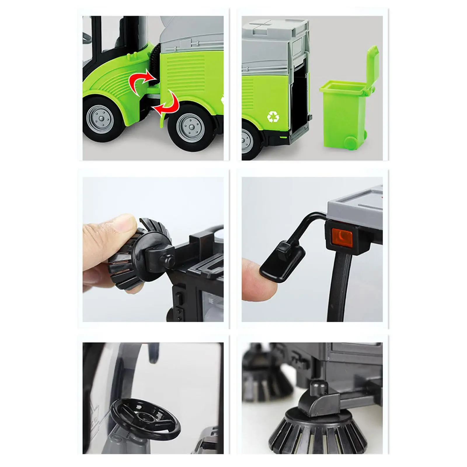 

Children Simulation Road Sweeper Toy Toddlers Boys Girls 1:16 Rotating Brushes Friction Powered Wheels Vehicle Birthday Gift