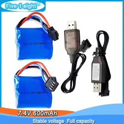 7.4V 600mAh 15C Li-ion Battery with SM-4P Forward Plug for UDI008 UD08 UDI001 H100 H102 Venom Speed Remote Control Boat